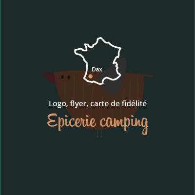 Logo, flyer, carte de fidélité pour l'Epicerie camping du bois de Boulogne à Dax