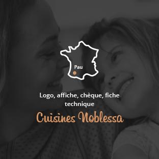 Logo, affiche, chèque, fiche technique pour les Cuisines Noblessa à Pau