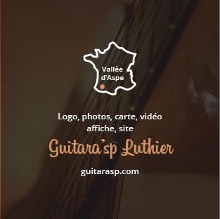 Logo, photos, carte de visite, vidéo et montage vidéo, affiche, site internet pour Guitarasp luthier