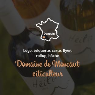 Logo, étiquette, carte, flyer, rollup, bâche pour le Domaine de Moncaut à Denguin (64)